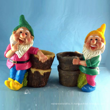 Jardin décoratif Gnome Decoration Polyresin Nain Flowerpot